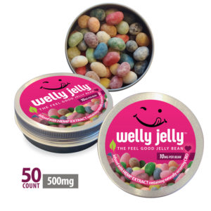 CBD EDIBLE WELLY JELLY BEANS TIN 50 COUNT NEW!